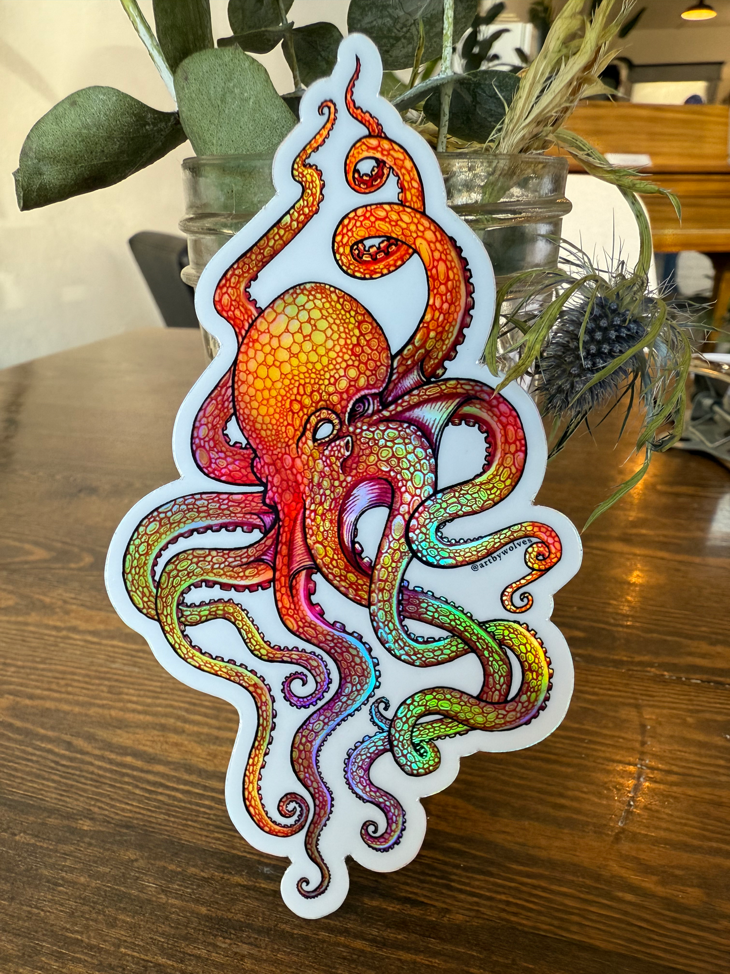 Holographic Octopi Stickers 4in