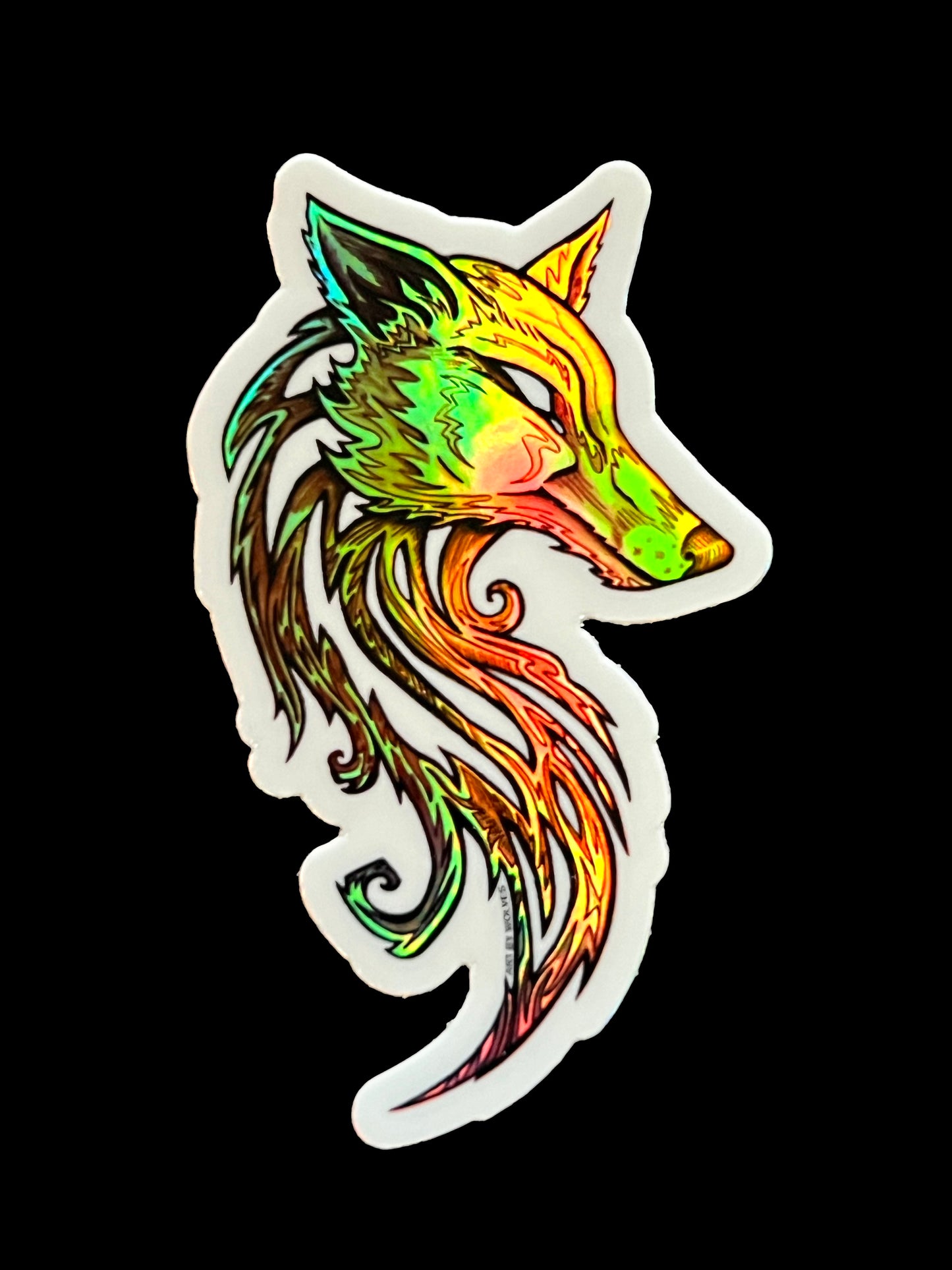 Holographic Fire Wolf Sticker