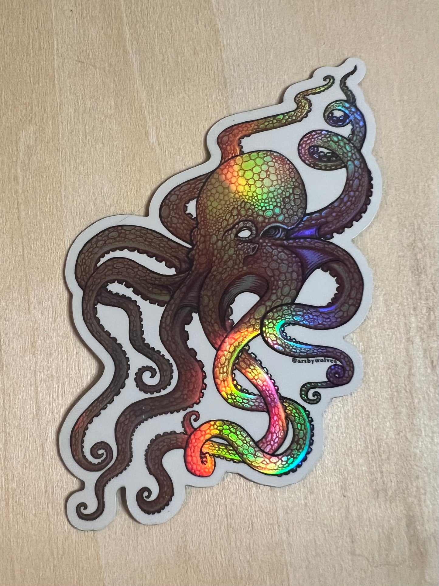 Holographic Octopi Stickers 4in