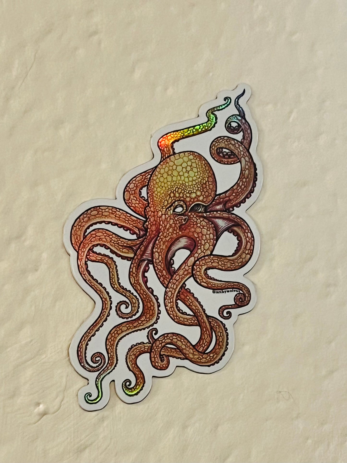 Holographic Octopi Stickers 4in