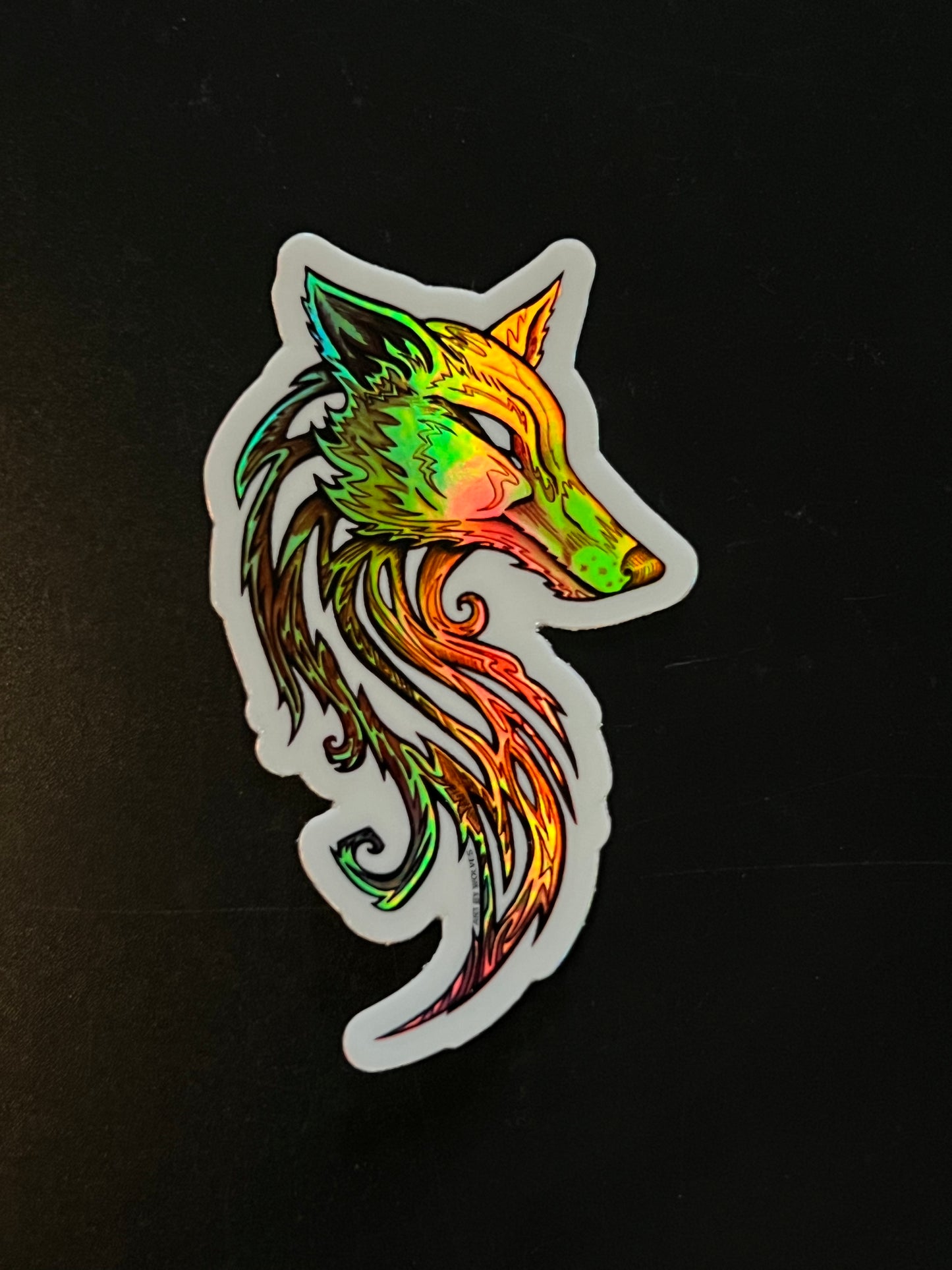 Holographic Fire Wolf Sticker