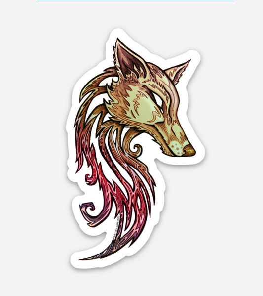 Holographic Fire Wolf Sticker