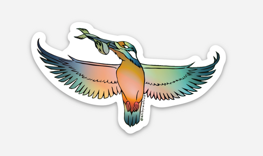 Holographic Kingfisher Sticker