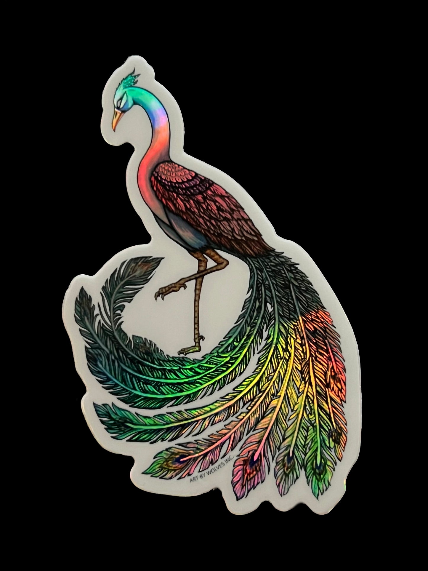 Holographic Peacock Sticker